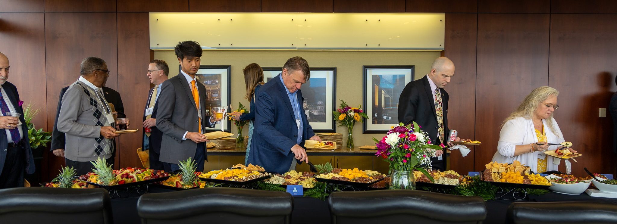 long table full of food