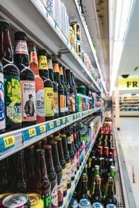 stocked shelves at the market