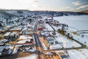 aerial view of downtown Munising